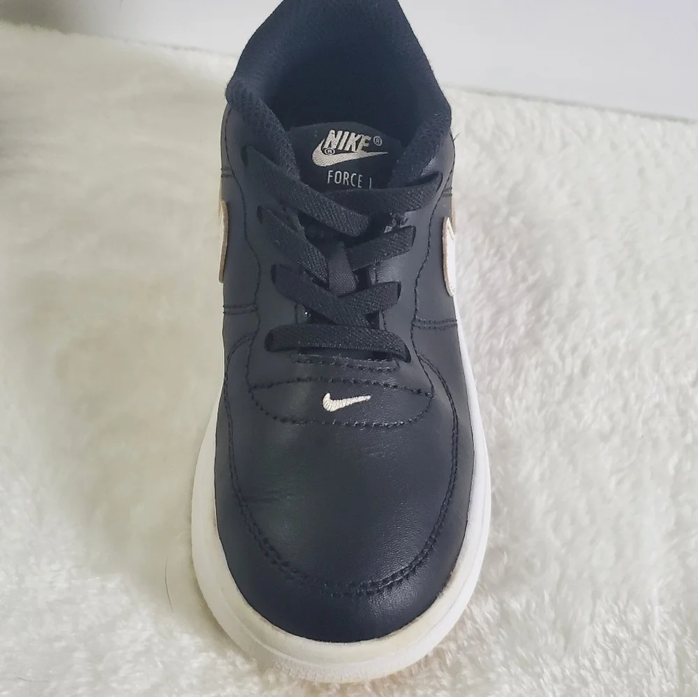 NIKE Force One 1 Leather Black White Sneakers Little Kids Size 10C